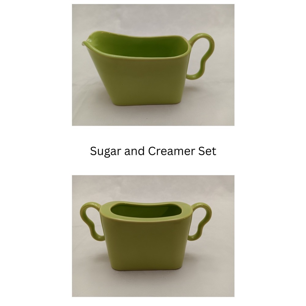 Franciscan Eclipse Lime Green Creamer & Open Sugar Bowl Set MCM Gladding McBean